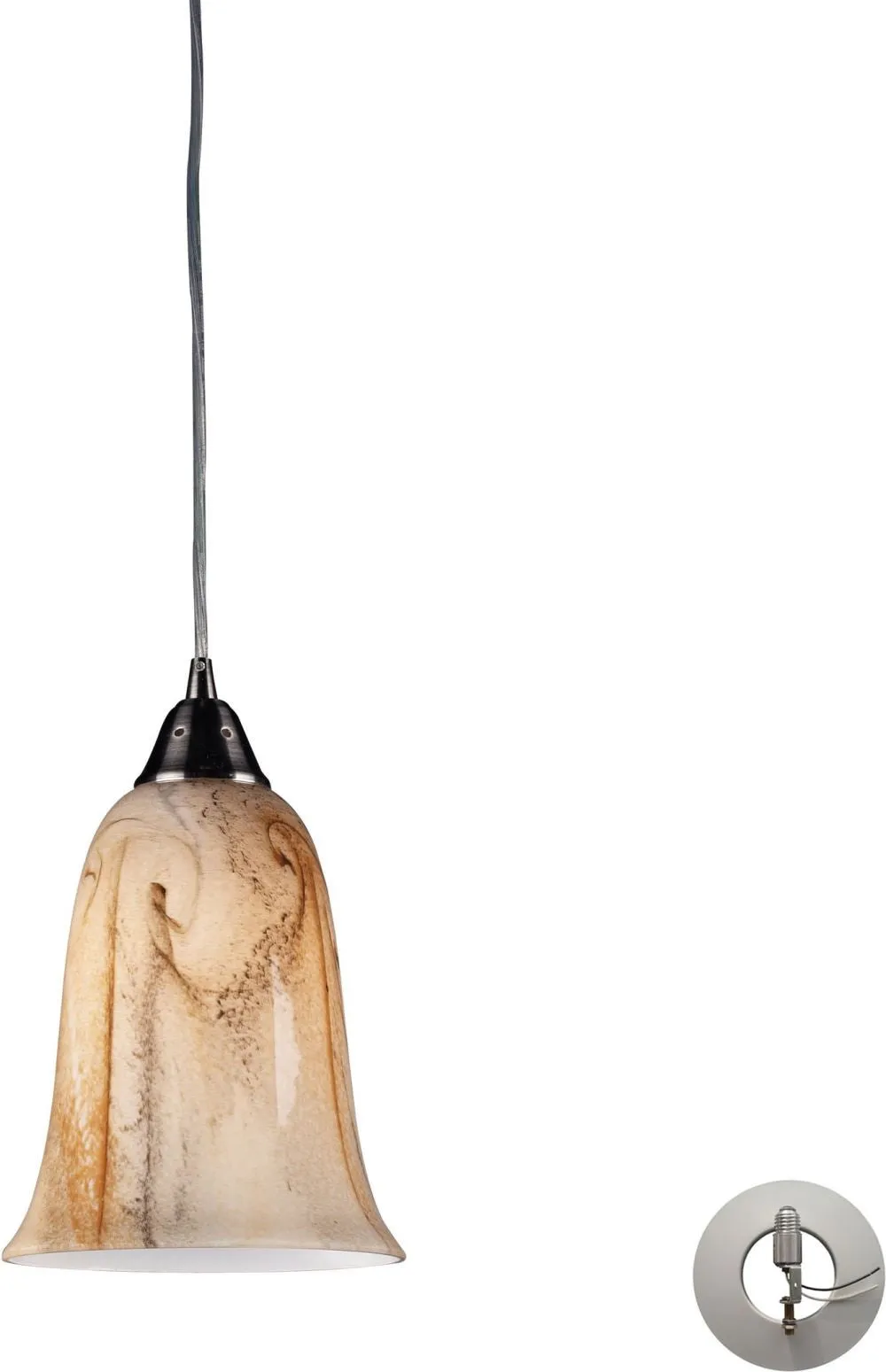 Granite 1 Light Pendant In Satin Nickel - Includes Recessed Lighting Kit