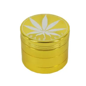 Grass Leaf 4 Part Metal Grinder - Gold