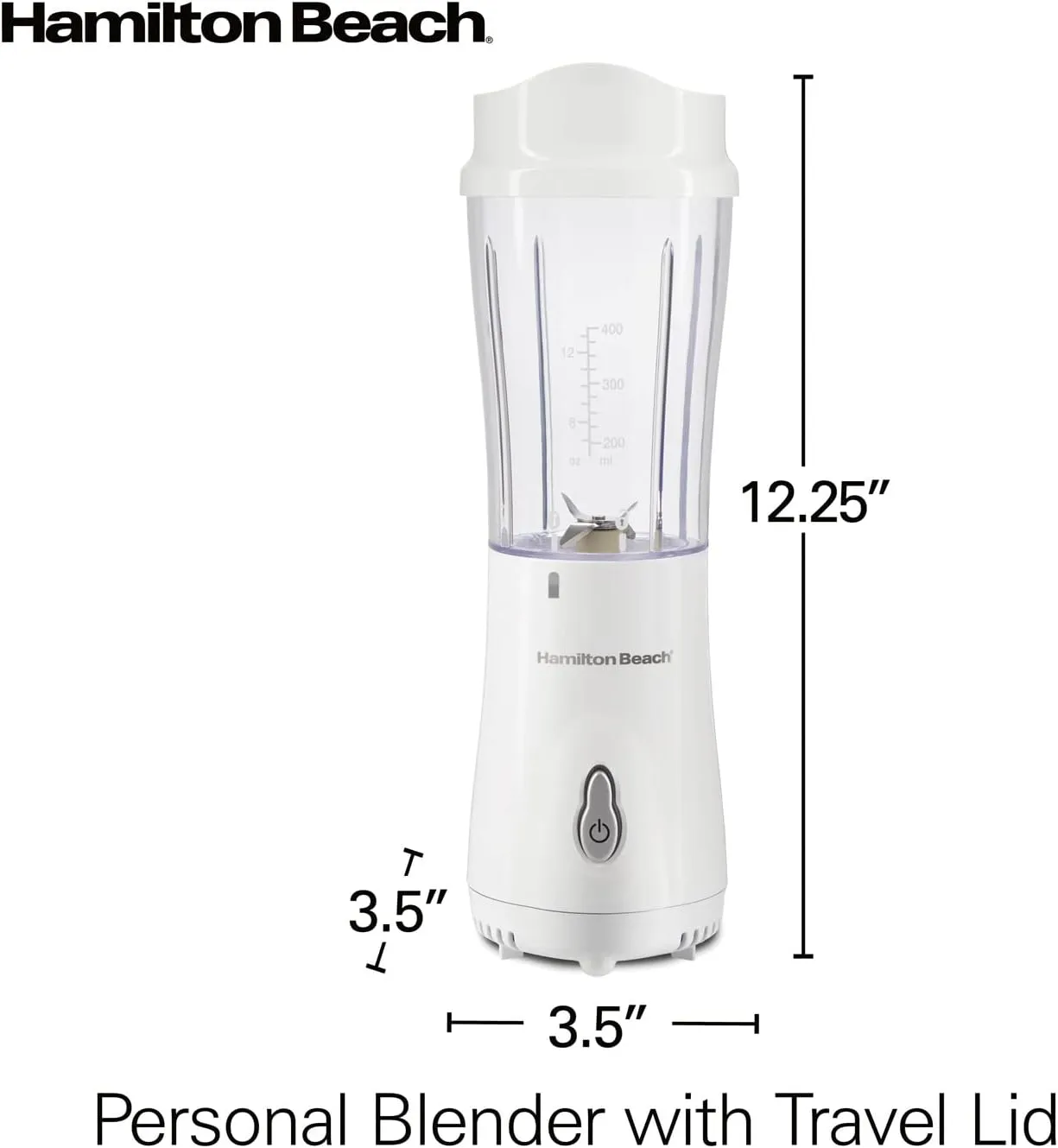 Hamilton Beach Single-Serve Personal Blender – White – 14oz