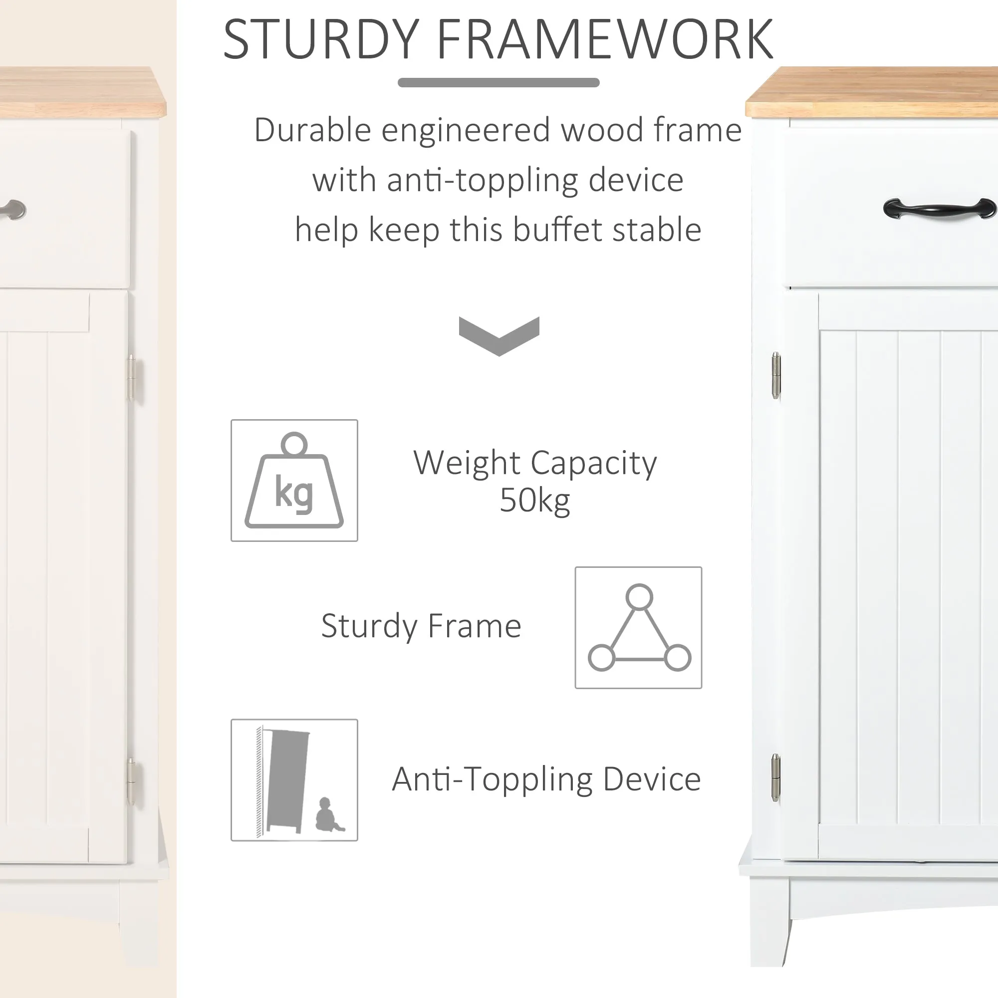 HOMCOM Kitchen Storage Cabinet - White