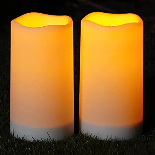 Homemory Solar Candles Outdoor Waterproof, Rechargeable Candles, Solar Powered Flameless Candles for Outdoor, Lanterns, Sensor Only, Dusk to Dawn, Set of 2