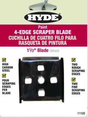 Hyde 11120 Scraper Blade, 4-Edge Blade, 1-1/2 in W Blade, HCS Blade :CD: QUANTITY: 1