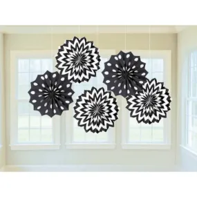 Jet Black Fan Decorations Printed Paper 8in 5pk