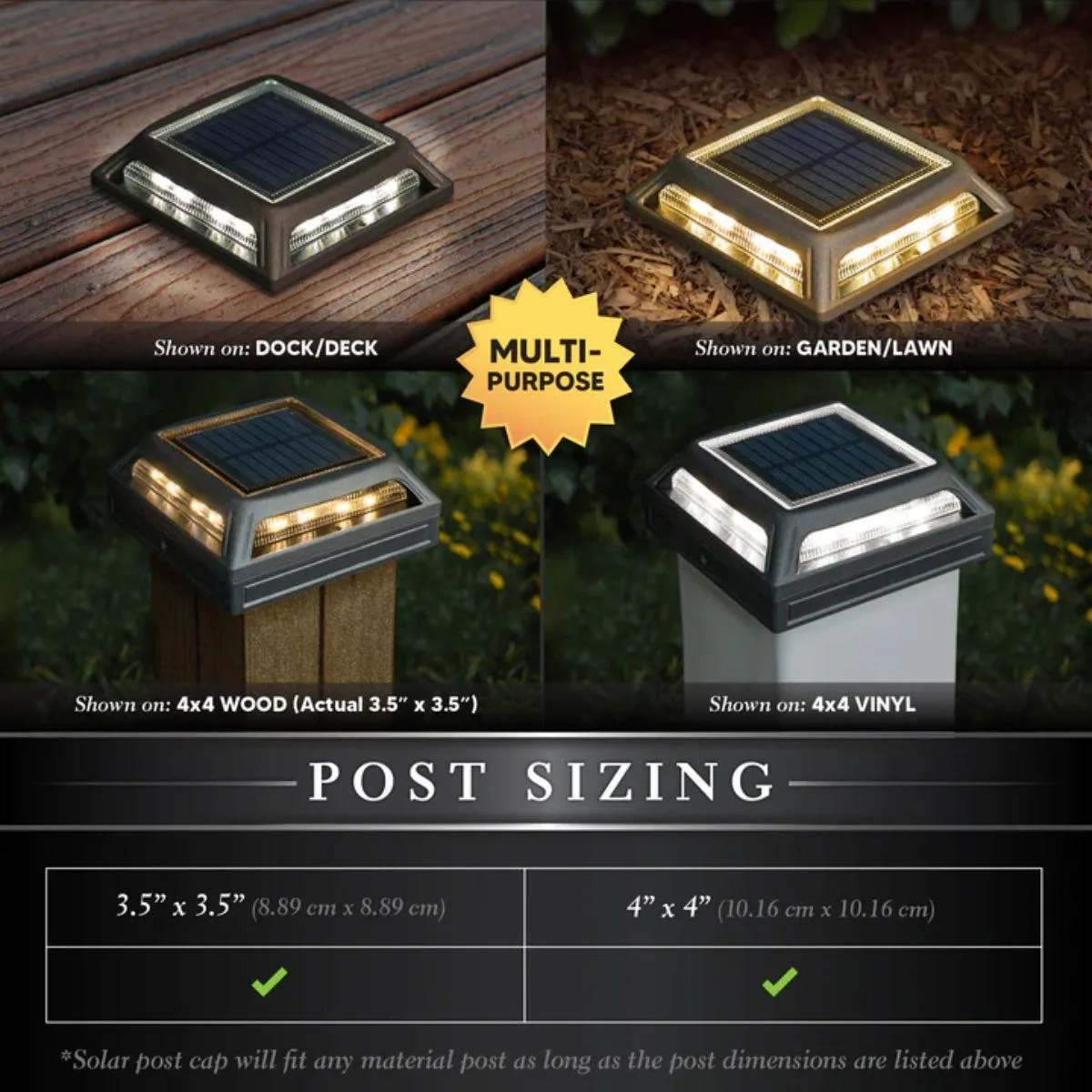 LED Solar Post Cap 5x5 25 Lumens Selectable CCT (Pack Of 2)