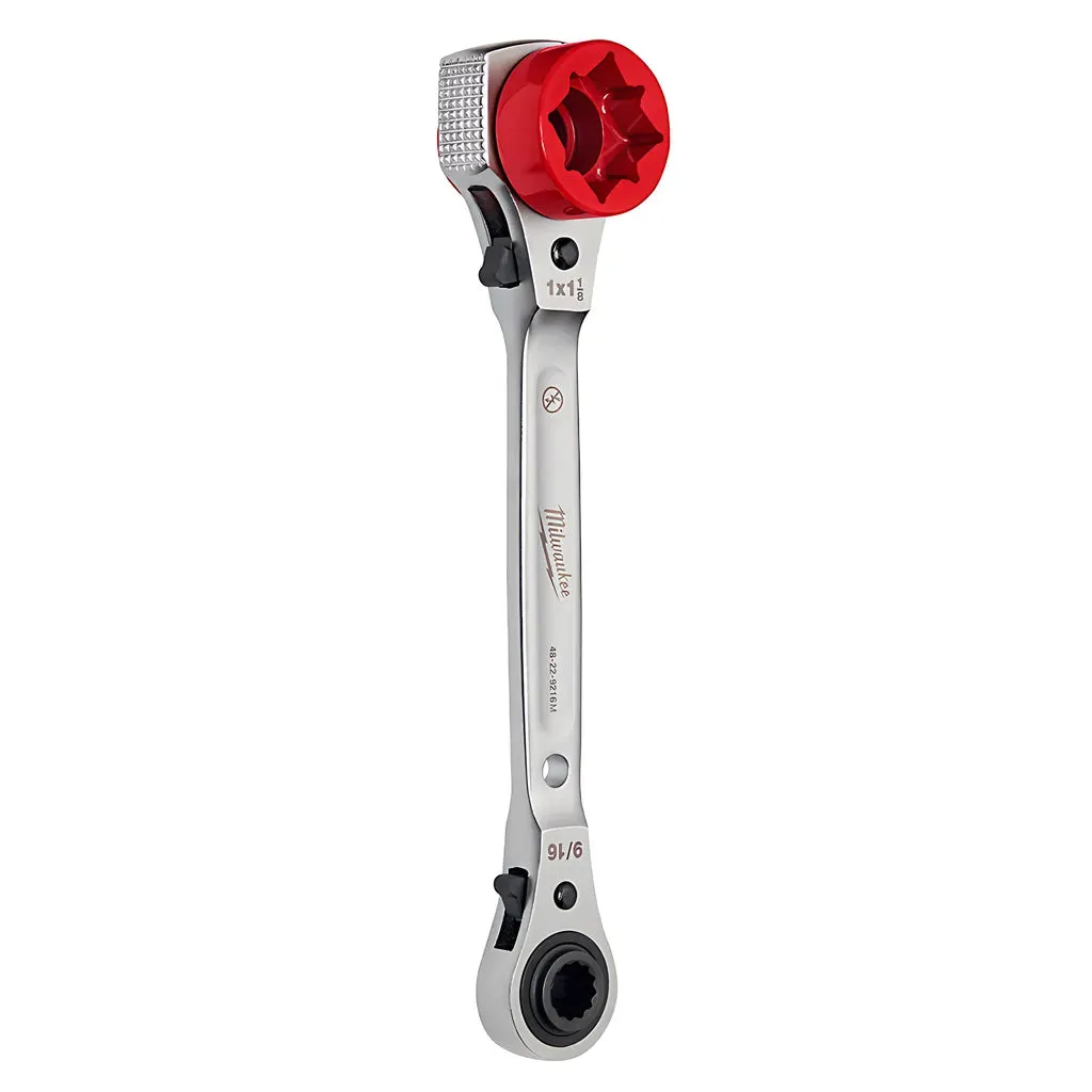 Lineman's 5in1 Ratcheting Wrench w/ Milled Strike Face