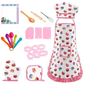 Little Girls 11pc Chef Cooking Set - Develop Kitchen Skills While Having Fun