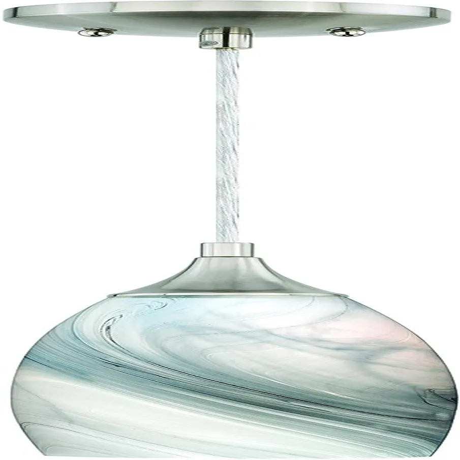 Milano Satin Nickel Mini Pendant Ceiling Light Gray White Glass