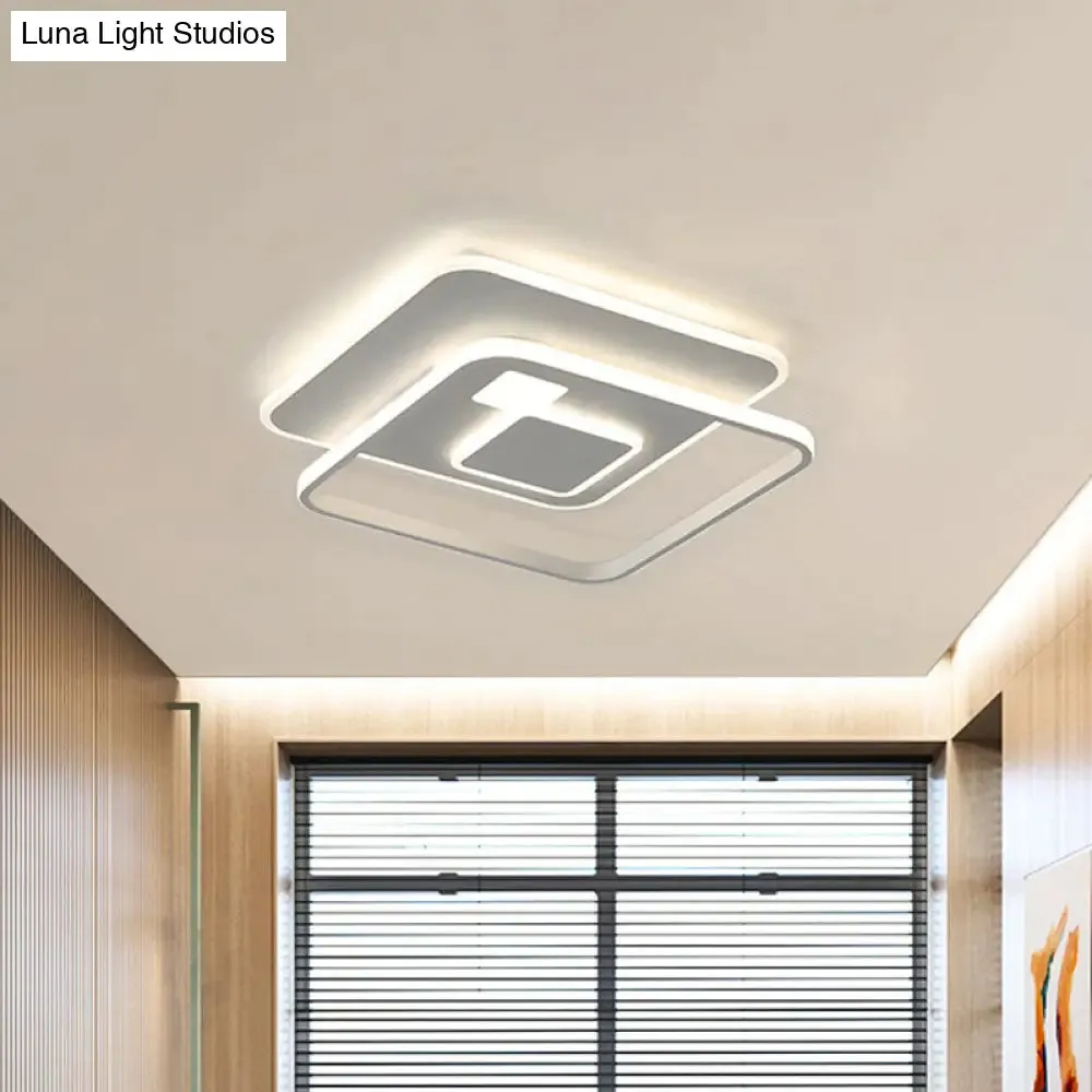 Minimalist White Rectangle LED Acrylic Ceiling Light - Warm/White Flush Mount Fixture