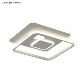 Minimalist White Rectangle LED Acrylic Ceiling Light - Warm/White Flush Mount Fixture