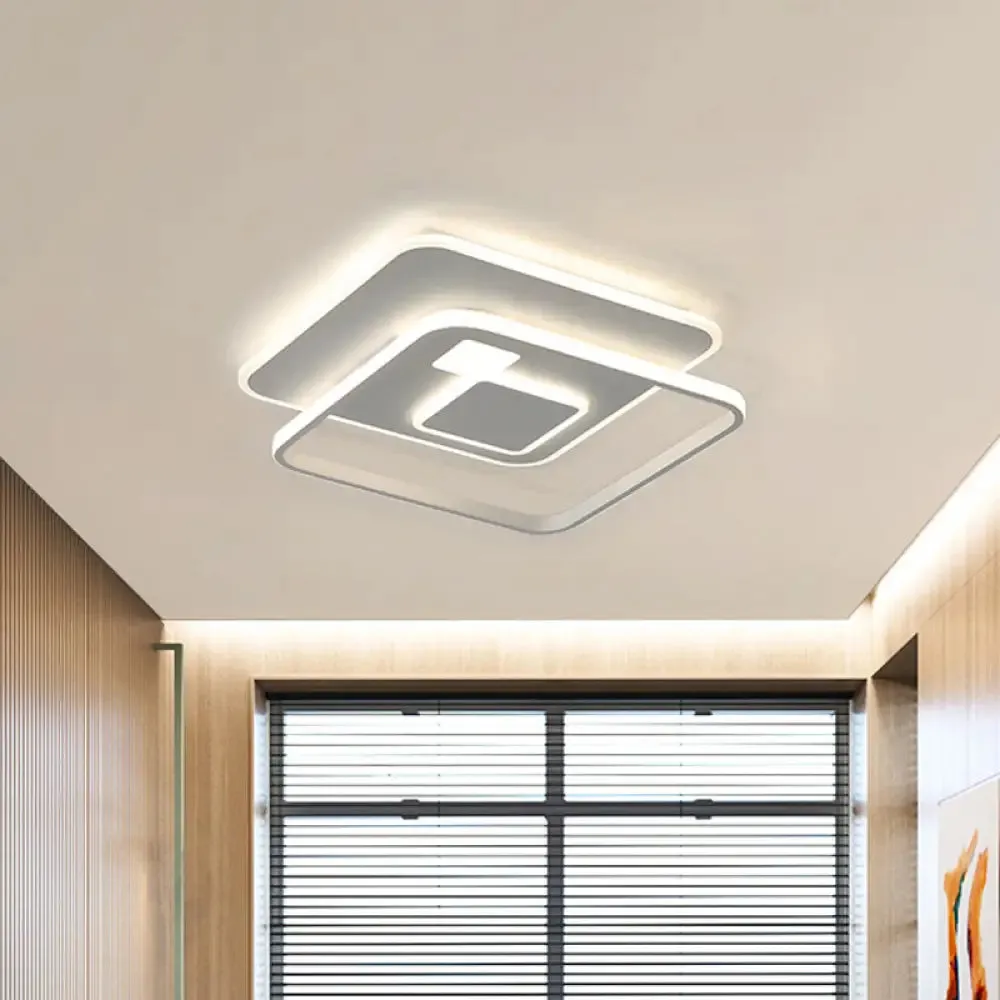 Minimalist White Rectangle LED Acrylic Ceiling Light - Warm/White Flush Mount Fixture