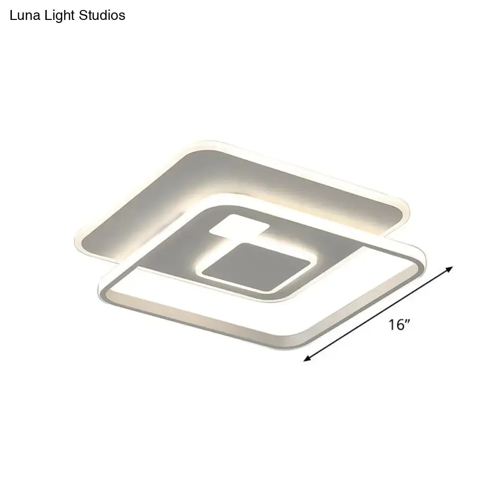 Minimalist White Rectangle LED Acrylic Ceiling Light - Warm/White Flush Mount Fixture