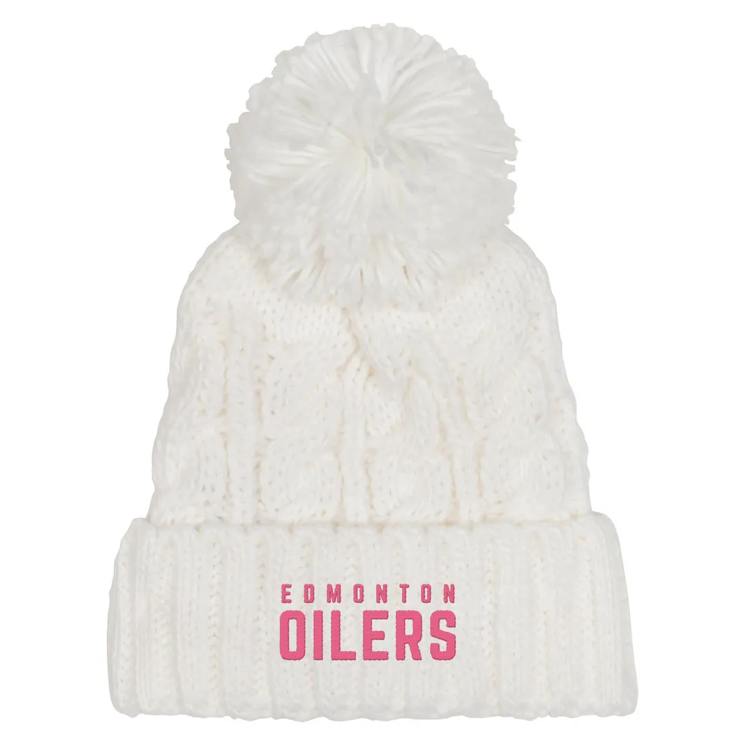 NHL Branded Girls Edmonton Oilers Cable Pom Knit Toque