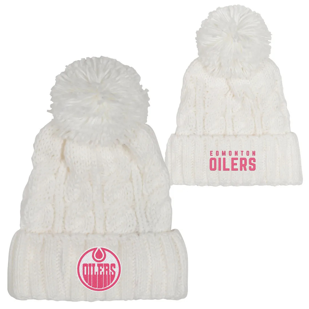 NHL Branded Girls Edmonton Oilers Cable Pom Knit Toque