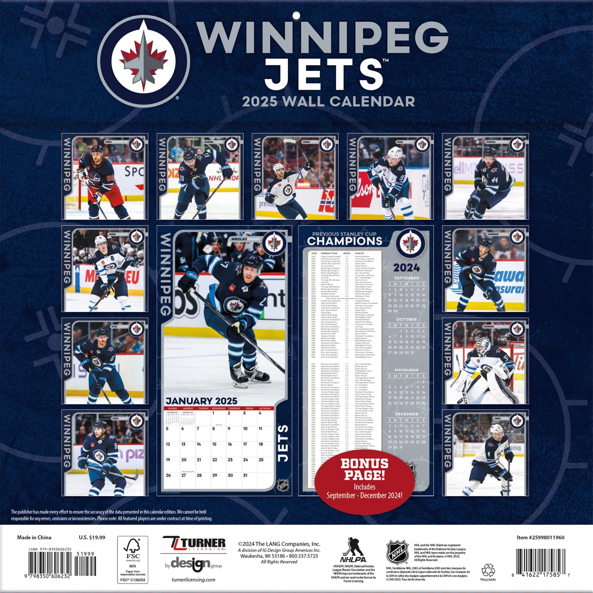 NHL Winnipeg Jets Wall 2025 Calendar - Online Exclusive