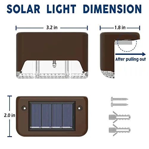 Otdair Solar Deck Lights, 16 Solar Step Lights Waterproof LED Solar Stair Lights, Outdoor Solar Fence Lights for Deck, Stairs, Step, Yard, Patio, and Pathway (Warm White)