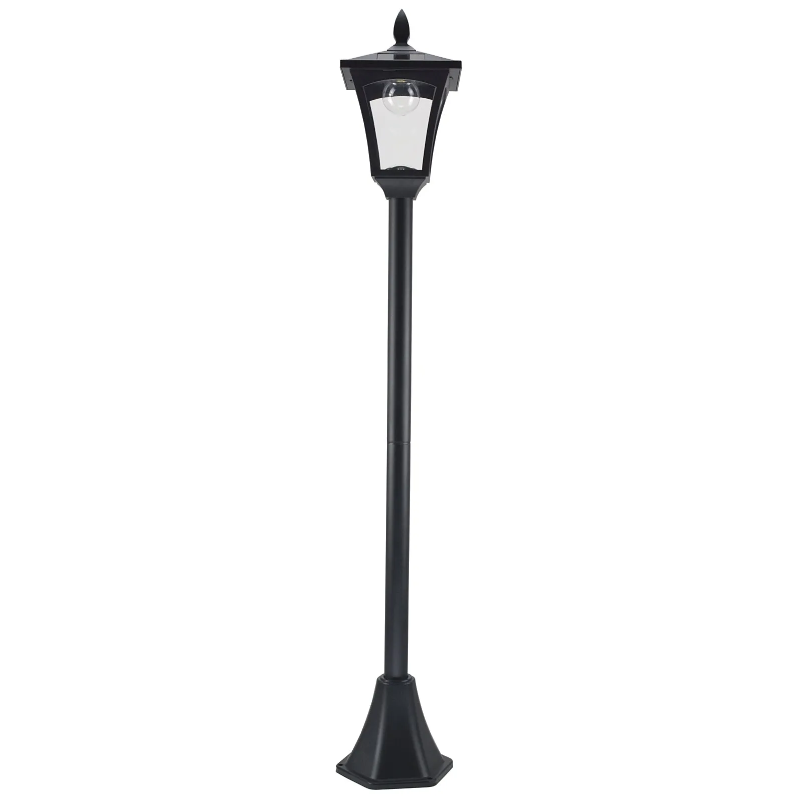 Outdoor Garden Solar Post Lamp Sensor Dimmable LED Lantern Bollard Pathway 1.6M Tall – Black