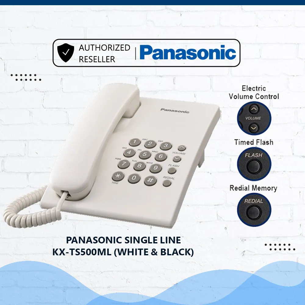 PANASONIC Single Line Wall Mountable Phone KX-TS500ML (White/Black)