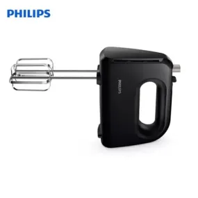 Philips HR3720/10 300 Watt Lightweight Hand Mixer, Blender with 5 speed control settings, stainless steel accessories and 2 years warranty with 2 Attachments (Non-slip Grip, Black)