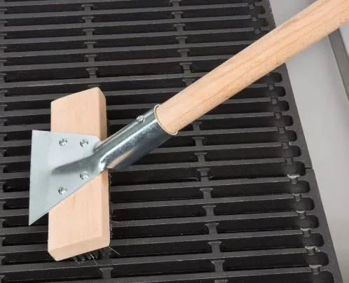 Pizza Oven Scraper 7" Wide Carbon Wire Brush With 27" Wood Handle