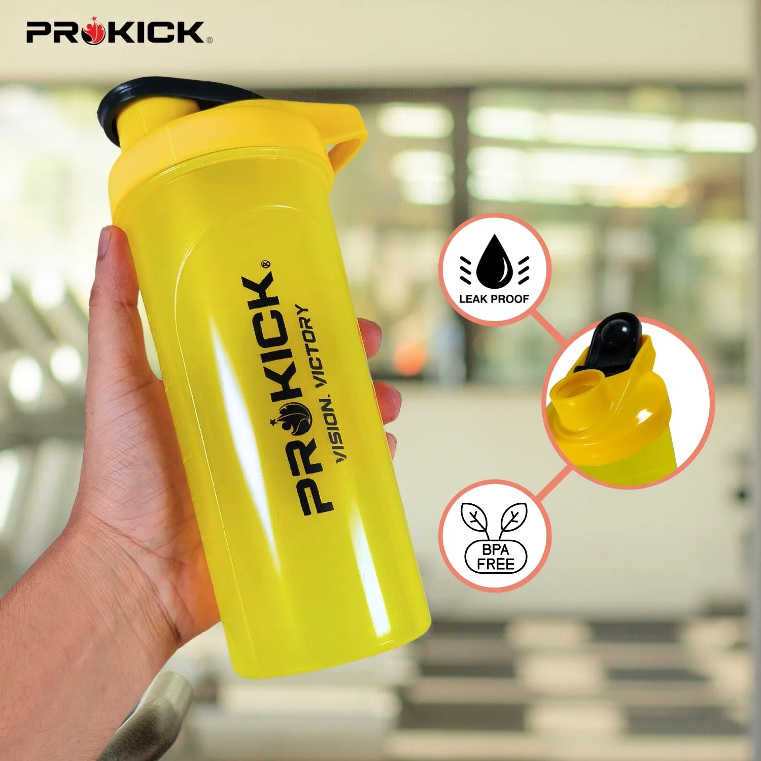 Prokick Sports Shaker Bottle with Mixer Ball, Thrust - 750ml