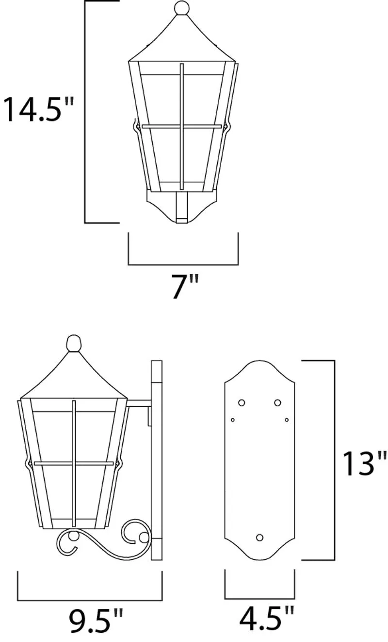 Revere E26 14.5" Single Light Outdoor Wall Sconce in Black