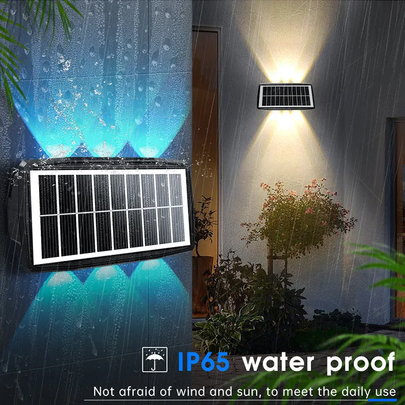 RGB Multi-Color Solar Outdoor Wall Light 6LED #7005