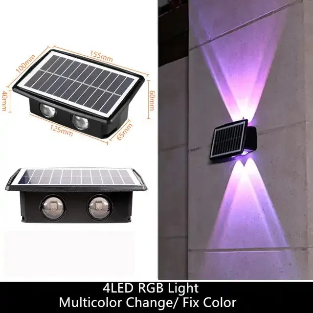 RGB Multi-Color Solar Outdoor Wall Light 6LED #7005