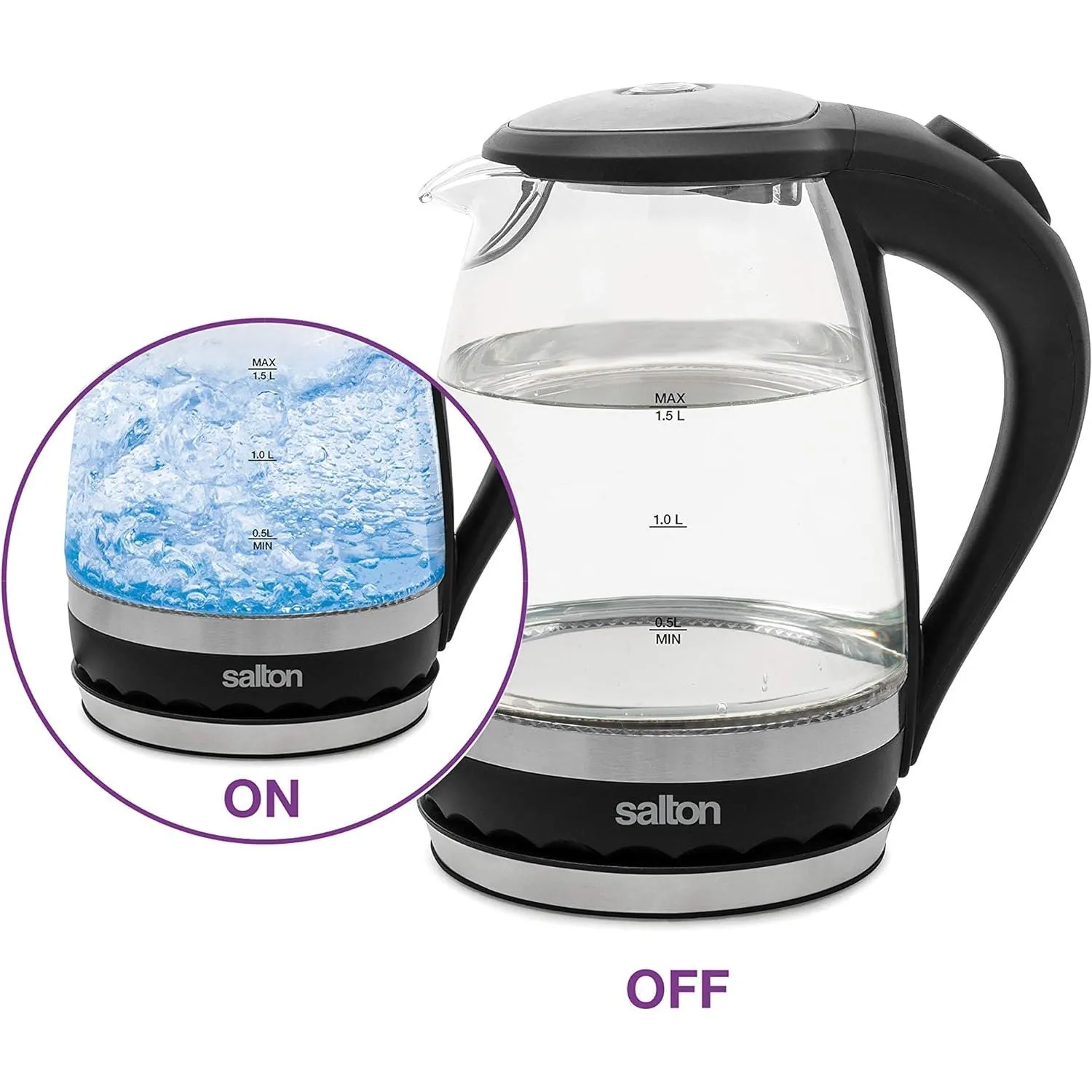 Salton Cordless Electric Compact Glass Kettle