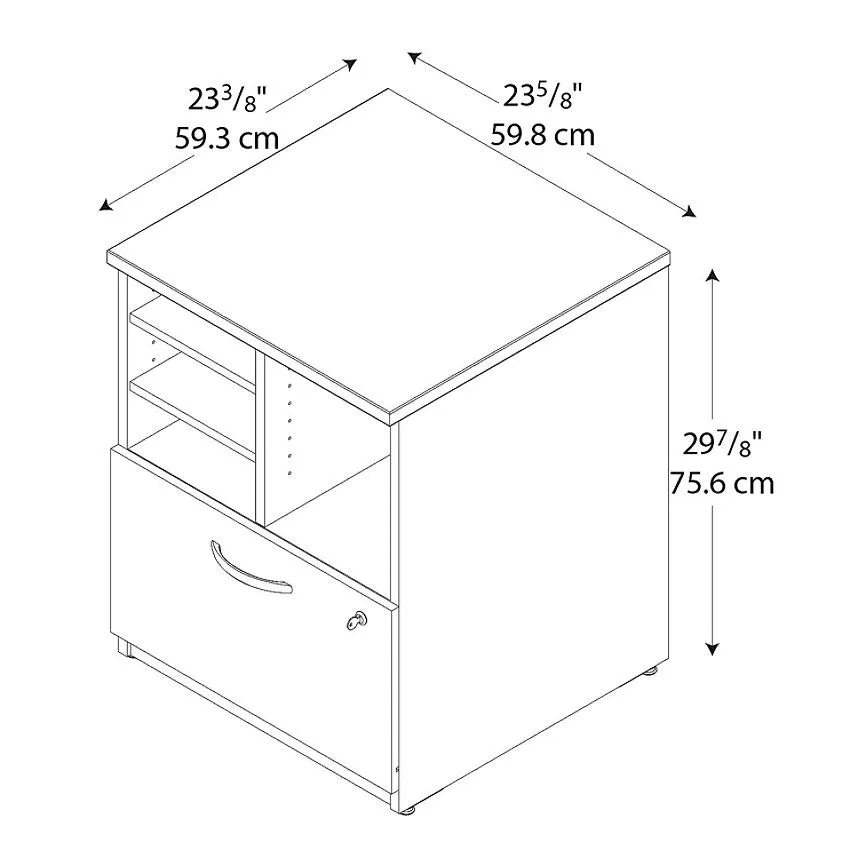 (Scratch & Dent) Bush Business Furniture Components 24"W Lateral 1-Drawer Storage Cabinet, Mahogany/Mahogany