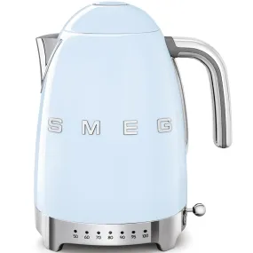 SMEG KLF04PBUK 1.7 Litre 50's Style Kettle, Temperature Control, 22.6cm Wide - Pastel Blue