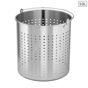 SOGA 50L 18/10 Stainless Steel Perforated Stockpot Basket Pasta Strainer with Handle