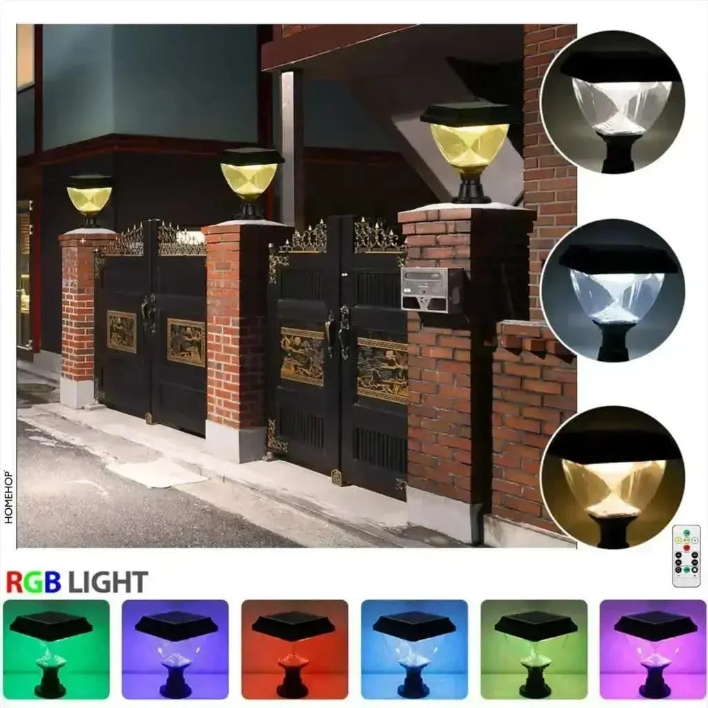 Solar Gate Lamp For House Waterproof Compound Wall Gate Post Light For Home, Garden, Outdoor (Multicolor, Renewed)