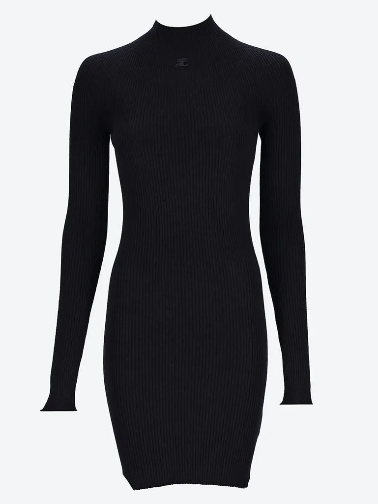 Solar light rib mockneck mini dress