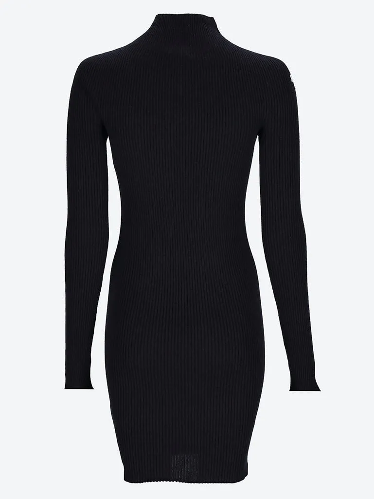 Solar light rib mockneck mini dress