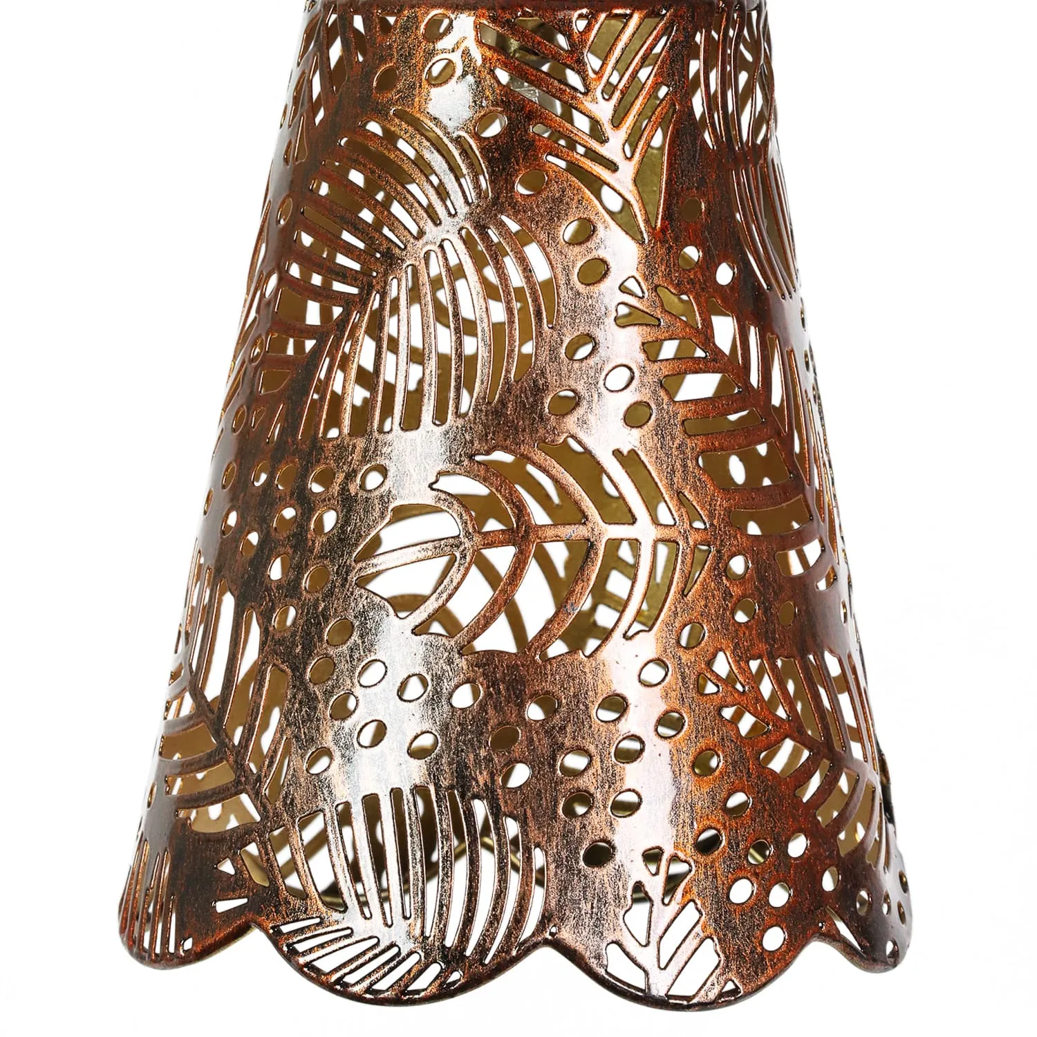 Solar Metal Filigree Shade Garden Stake in Bronze with Leaf Pattern, 7 by 35 Inches tall