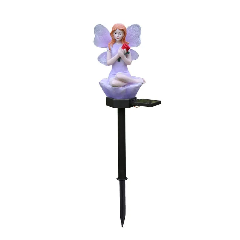 Solar Outdoor Waterproof Garden Resin Flower Fairy Stake Light