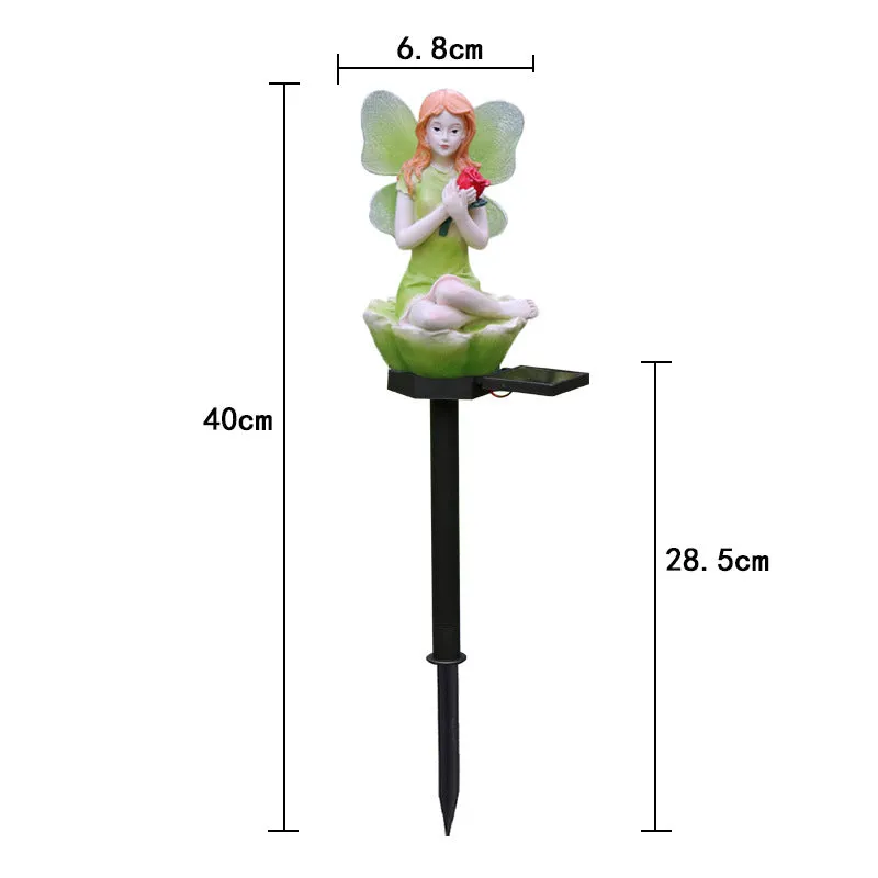 Solar Outdoor Waterproof Garden Resin Flower Fairy Stake Light