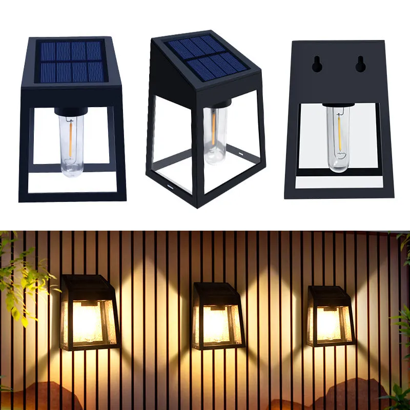 Solar Outdoor Waterproof Trapezoidal Light Control Sensor LED Patio Wall Sconce Lamp