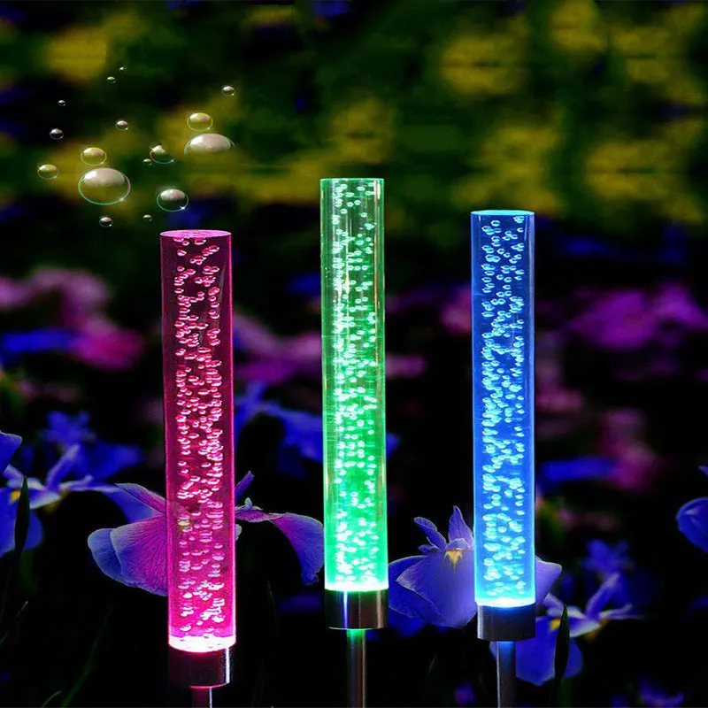 Solar Powered RGB Color Changing Acrylic Bubble Tube Light