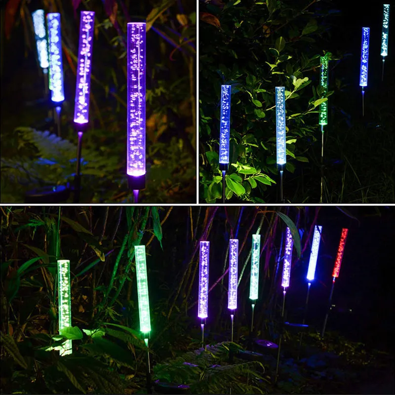 Solar Powered RGB Color Changing Acrylic Bubble Tube Light