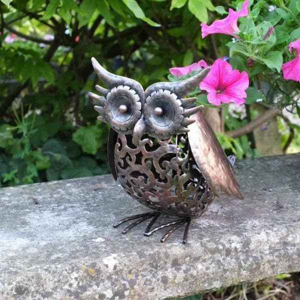 Solar Powered Scroll Owl Garden Light