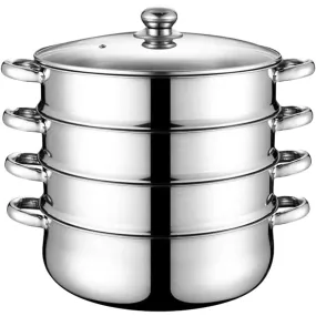 Steamer Cooker 30CM 3-Tier Stainless Steel Steamer Pot