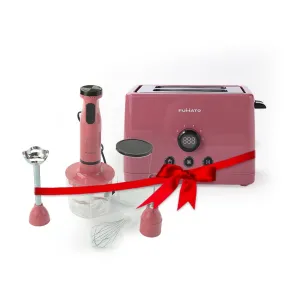 The Better Home FUMATO Anniversary, Wedding Gifts for Couples- 2 Slice Pop-up Toaster- Bun Rack   Electric Portable Hand Blender | House Warming Gifts for New Home | 1 Yr Warranty (Cherry Pink)