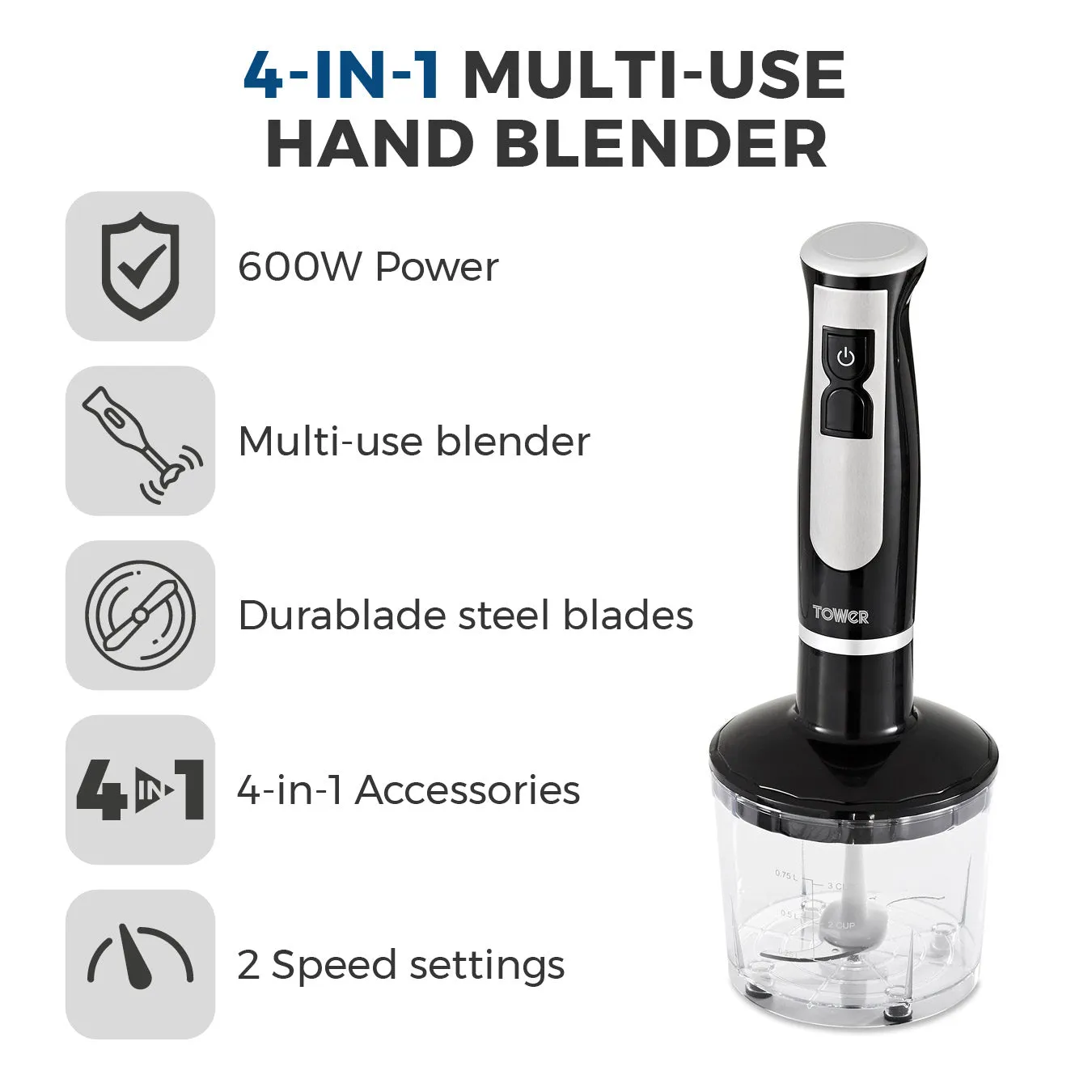 Tower 4 -in-1 Hand Blender