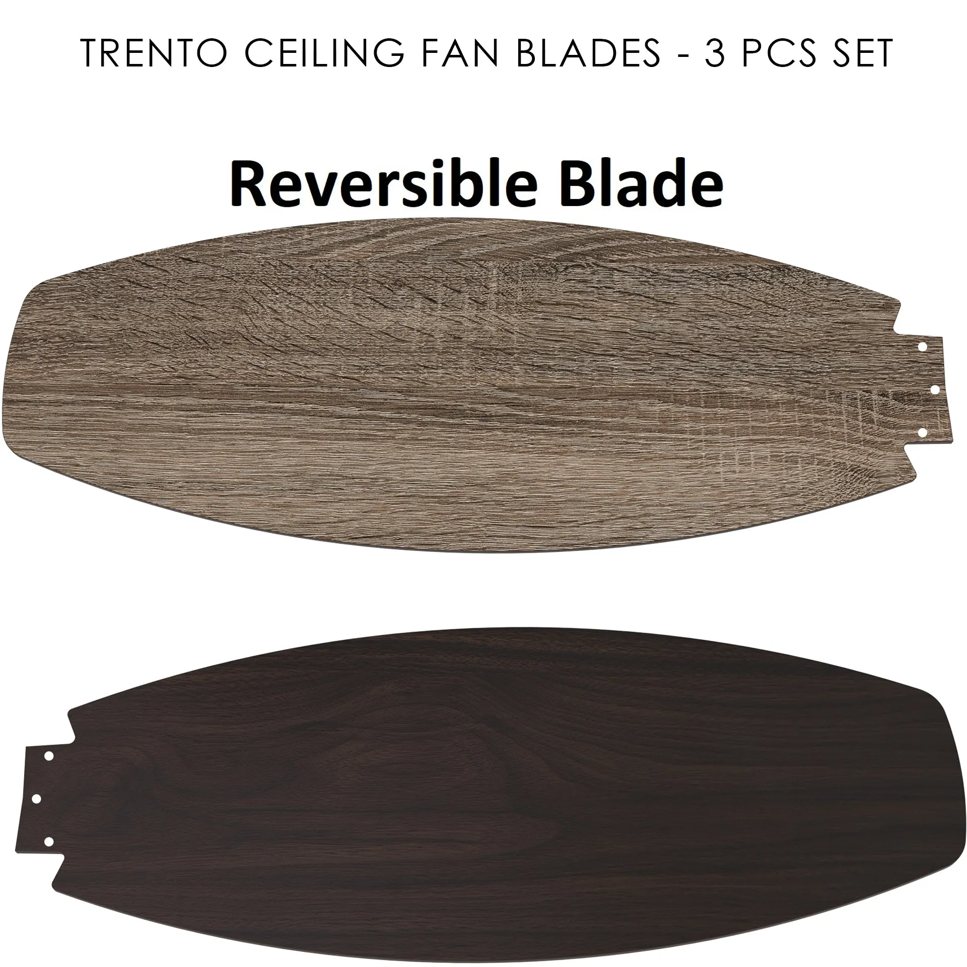 TRENTO 48 inch (3-Blade) Replacement Blades - Reversible Dark/Barnwood Pattern