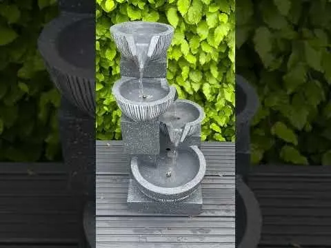 Waterfall x 4 Water Bowls with LED Lights - Solar Panel 47x27x23