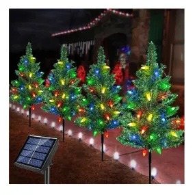 Windpnn Upgraded 4-Pack Solar Christmas Garden Stake Lights