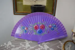 Wooden Hand Fan - Purple