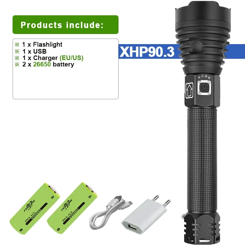 xhp90.3 most powerful led flashlight Torch Usb Xhp50 Rechargeable Tactical Flashlights 18650 or 26650 Hand Lamps Xhp70.2 Lantern