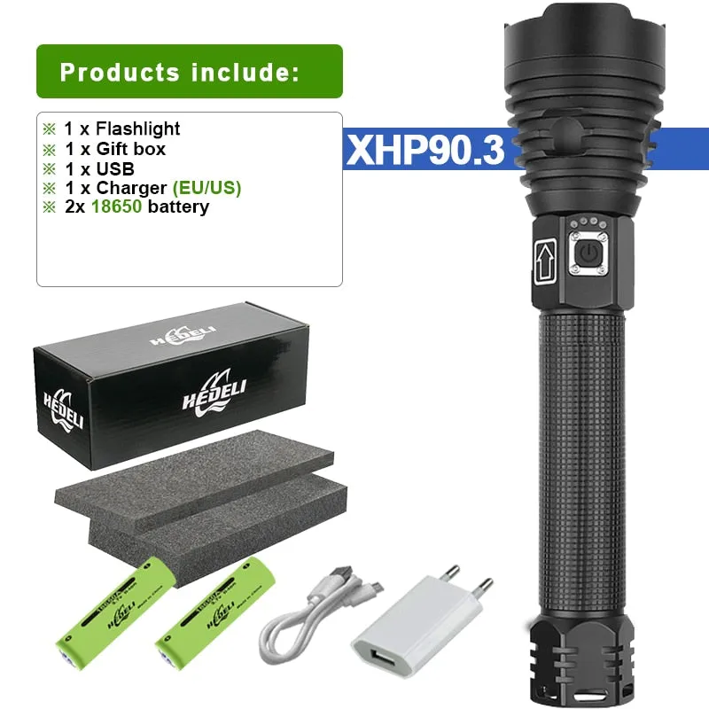 xhp90.3 most powerful led flashlight Torch Usb Xhp50 Rechargeable Tactical Flashlights 18650 or 26650 Hand Lamps Xhp70.2 Lantern